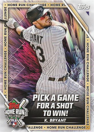 inv038 kris bryant 2023 topps card #hrc-7 unscratched insert home run challenge