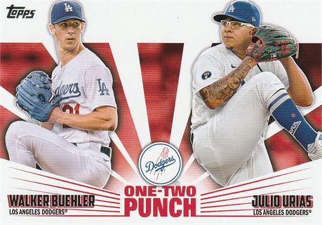 inv034 walker buehler /julio urias 2023 topps card #12p-3 insert one two punch l