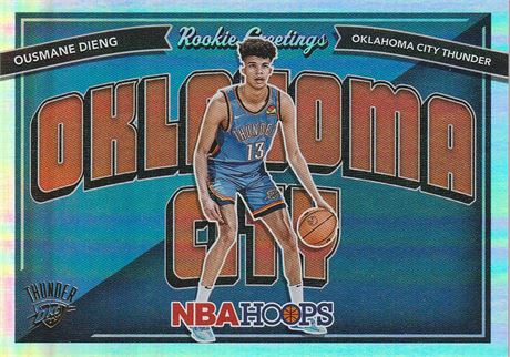 inv089 ousmade dieng 2022-23 nba hoops card #11 insert rookie greetings holofoil