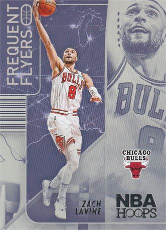 inv189 zach lavine 2022-23 nba hoops card #2 insert frequent flyers chicago bull