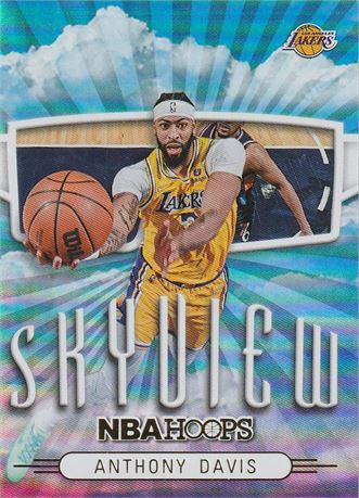 inv149 anthony davis 2022-23 nba hoops card #23 insert skyview holofoil los ange