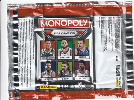 inv169 stephen curry 2022-23 monopoly wrapper game pck2 no cards wrapper only wi