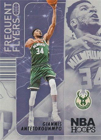 inv159 giannis antetokounmpo 2022-23 nba hoops card #4 frequent flyer milwaukee