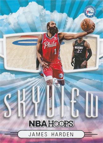 inv194 james harden 2022-23 nba hoops card #25 insert skyview philadelphia 76ers